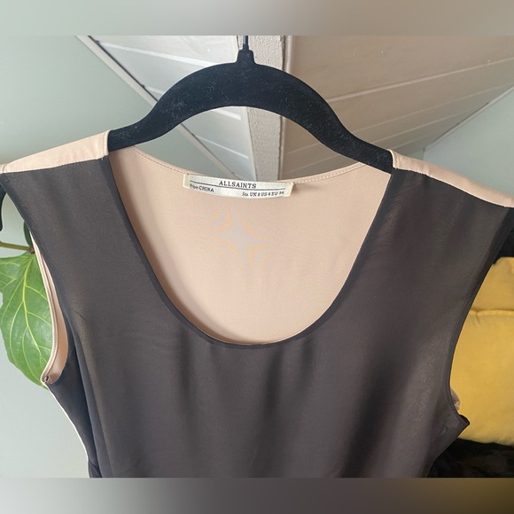 All Saints Afia Dress Black Nude Twist Size 4 - Picture 3 of 12